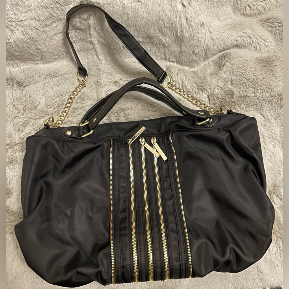 Olivia + Joy oversized black nylon hobo bag